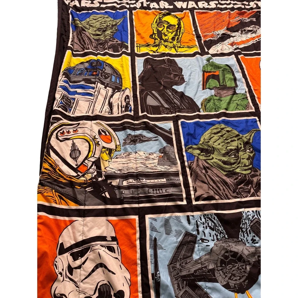 Star‎ Wars Lucasfilm Reversible Comforter Grid Yoda Darth Vader Boba Fett Full